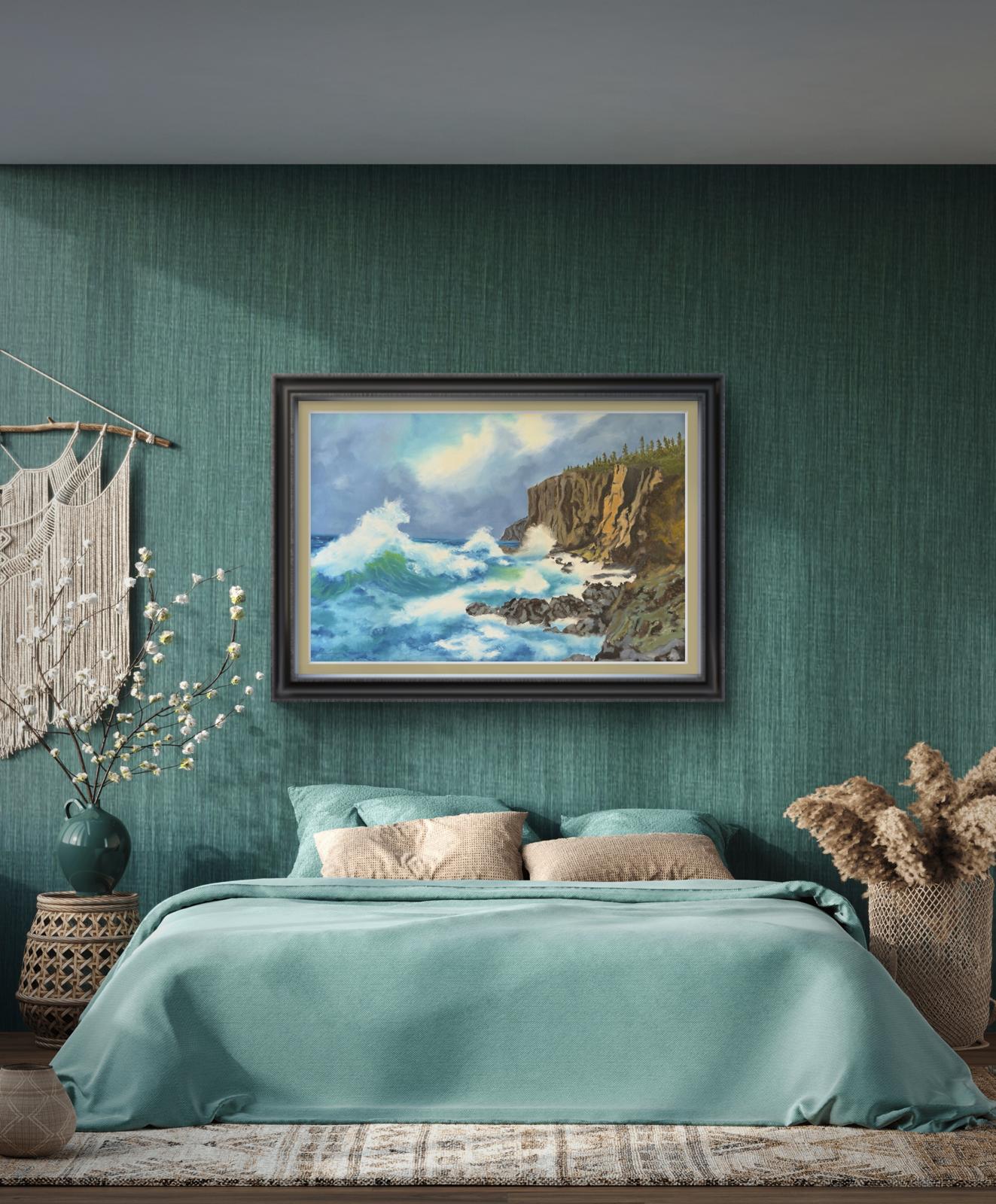Cliffs of Resilience - Original Oil Painting - Dramatic Seascape - Crashing Waves Coastal Art