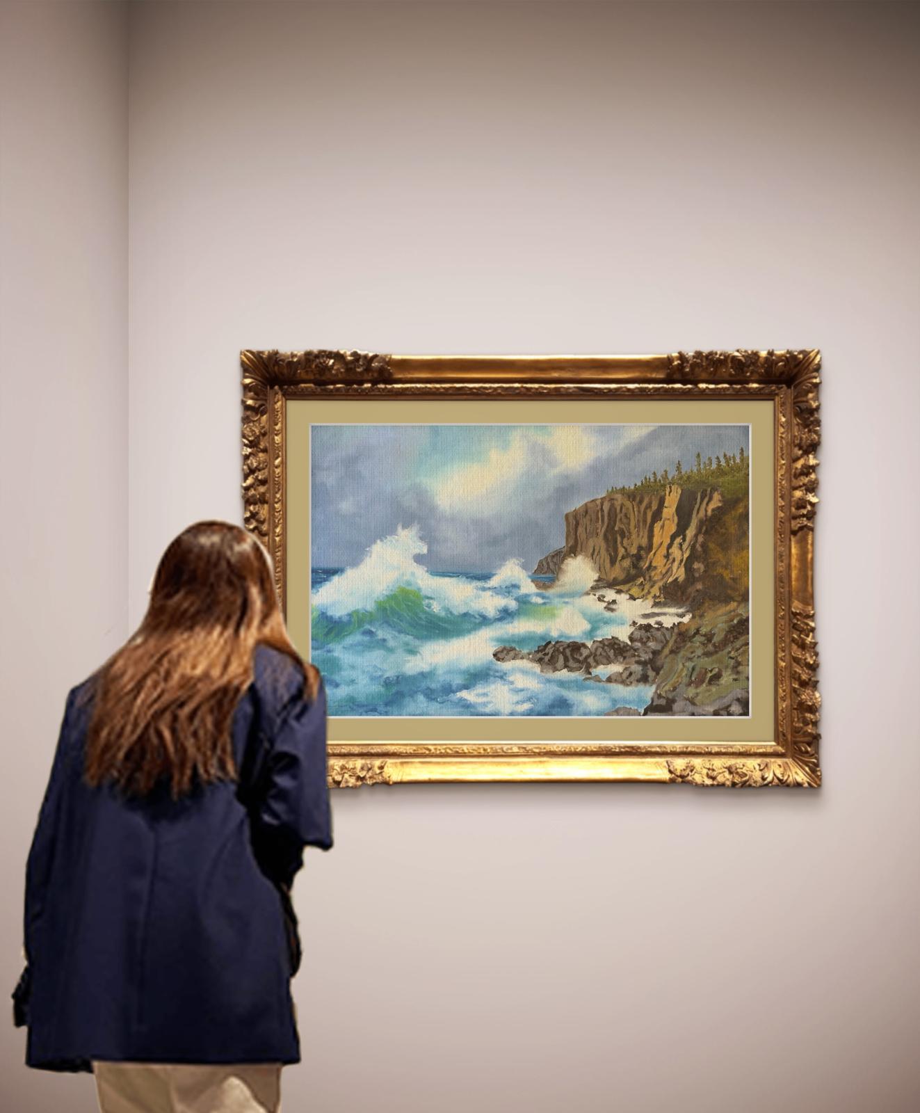 Cliffs of Resilience - Original Oil Painting - Dramatic Seascape - Crashing Waves Coastal Art